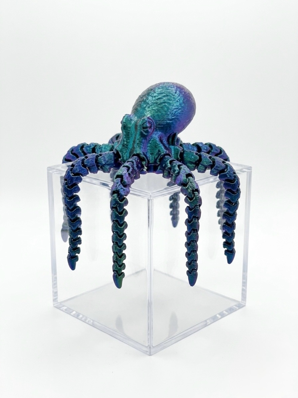 Small Iridescent Blue-Green Octopus 3D Sculpture Home Art accent ocean creature